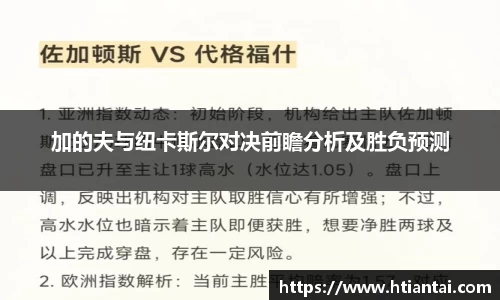 加的夫与纽卡斯尔对决前瞻分析及胜负预测